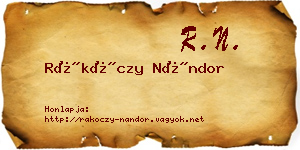 Rákóczy Nándor névjegykártya