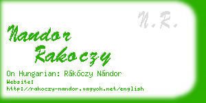 nandor rakoczy business card