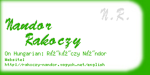 nandor rakoczy business card